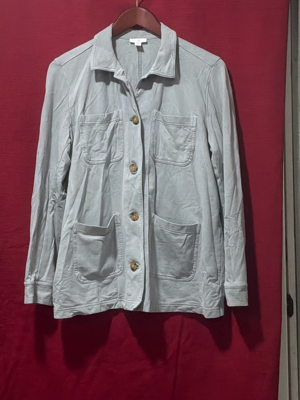 J. Jill Light Gray Utility Button-Front Jacket